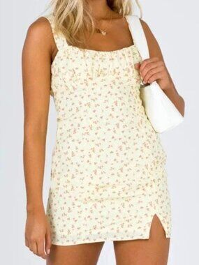 Princess Polly Yellow Floral Mini Dress Size 2